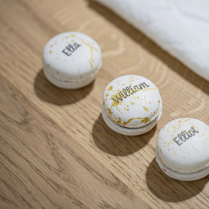 Macarons som bordkort